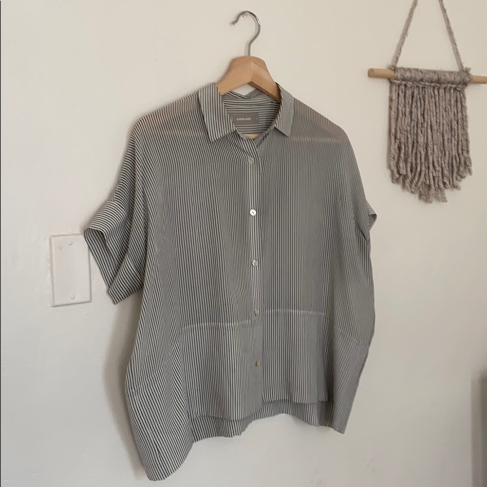Everlane Striped Square Silk Blouse